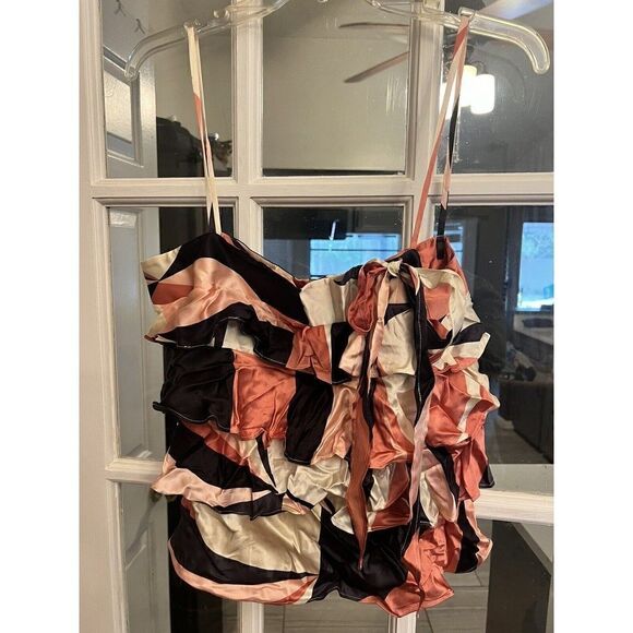 Theory Camisole Tank Pink Black Ruffle Size Large Nwt Rtl $195. U - Picture 8 of 8